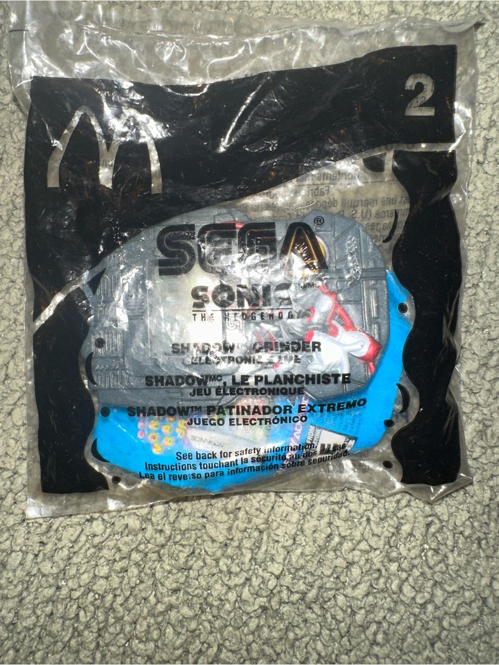 VTG sonic 2003 Happy Meal toy featuring the "Shadow Grinder" handheld LCD game